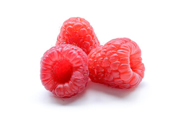 Red Raspberries isolated on white background