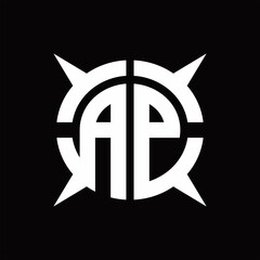 AP Logo monogram with four pieces circle slice design template
