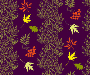 Naklejka na ściany i meble Vector autumn leaves seamless pattern. Creative background with leafs