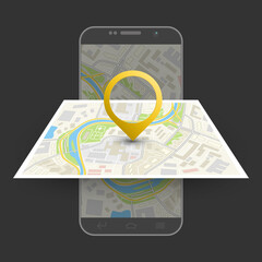 City map itinerary route navigation smartphone, phone point marker, drawing 3d schema, city plan GPS navigation tablet, itinerary destination arrow paper city map. Route delivery check point graphic