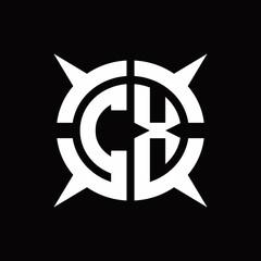CX Logo monogram with four pieces circle slice design template