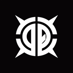 DQ Logo monogram with four pieces circle slice design template