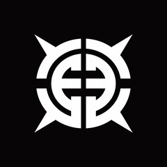 EE Logo monogram with four pieces circle slice design template