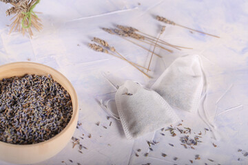 lavender tea bags lying on the table
