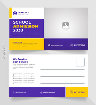 School Admission Postcard Vector Template