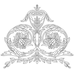 Vintage baroque frame scroll ornament engraving border floral retro pattern antique style acanthus foliage swirl decorative design element filigree calligraphy vector | damask - stock vector	
