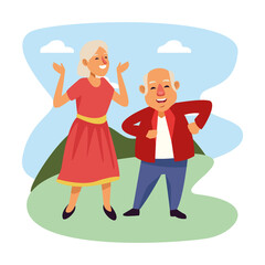 old couple dancing in the camp active seniors characters