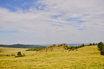 Beautiful view in the late summer from the D&ouml;rnberg, Helfensteine near Zierenberg, over the north of Hessen, near Kassel, Germany