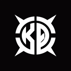 KQ Logo monogram with four pieces circle slice design template