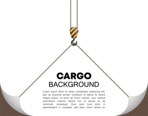 cargo crane raises the edge of the banner, illustration