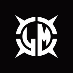 LM Logo monogram with four pieces circle slice design template