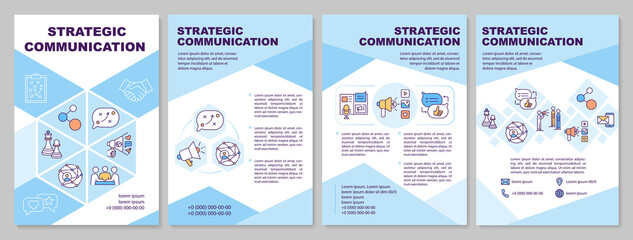 Strategic communication brochure template. Improving soft skills. Flyer, booklet, leaflet print, cover design with linear icons. Vector layouts for magazines, annual reports, advertising posters