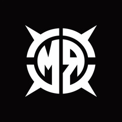 MR Logo monogram with four pieces circle slice design template