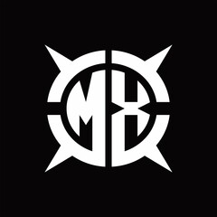 MX Logo monogram with four pieces circle slice design template