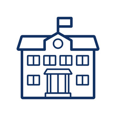 School building icon on white background, vector illustration