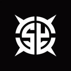 SY Logo monogram with four pieces circle slice design template