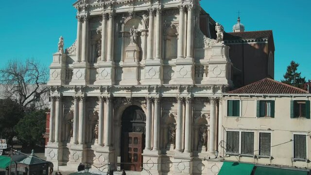 Frontal facade of Santa Maria di Nazareth, tilt up