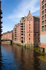 Fototapeta na wymiar Germany's famous travel destination Speicherstadt, an old warehouse district in Hamburg