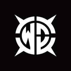 WO Logo monogram with four pieces circle slice design template