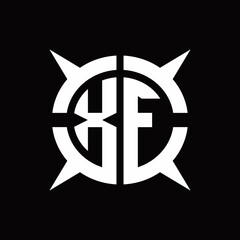XF Logo monogram with four pieces circle slice design template