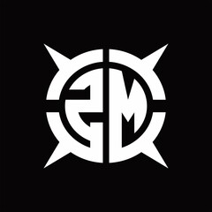 ZM Logo monogram with four pieces circle slice design template