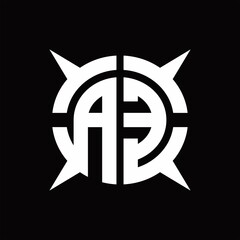 AE Logo monogram with four pieces circle slice design template