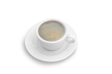 hot a cup of coffee and coffee bubble isolated on white background with clipping path.