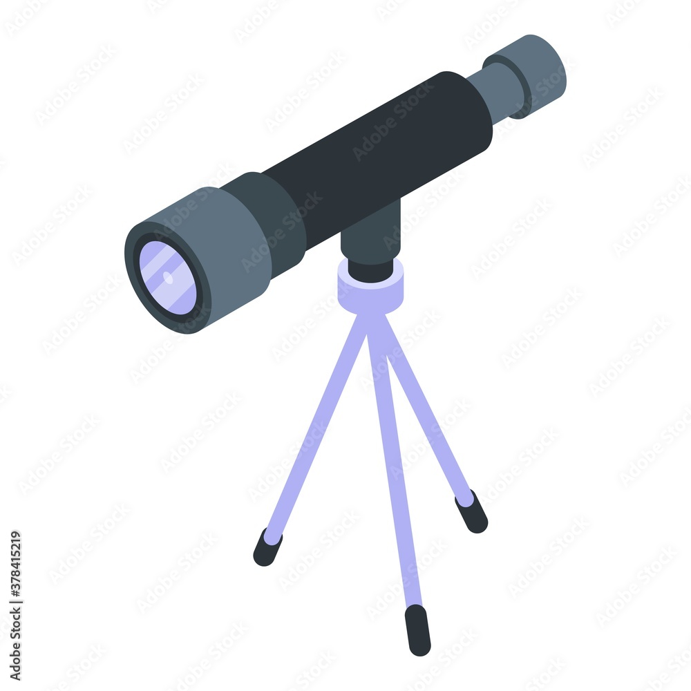 Poster space telescope icon. isometric of space telescope vector icon for web design isolated on white back