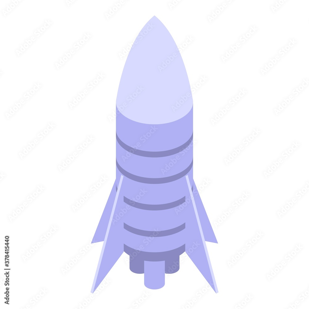 Poster space modern rocket icon. isometric of space modern rocket vector icon for web design isolated on wh