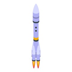 Fly space rocket icon. Isometric of fly space rocket vector icon for web design isolated on white background