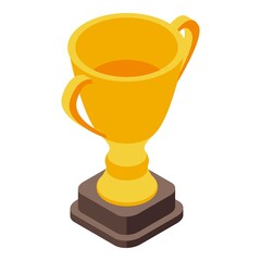 Quality assurance gold cup icon. Isometric of quality assurance gold cup vector icon for web design isolated on white background