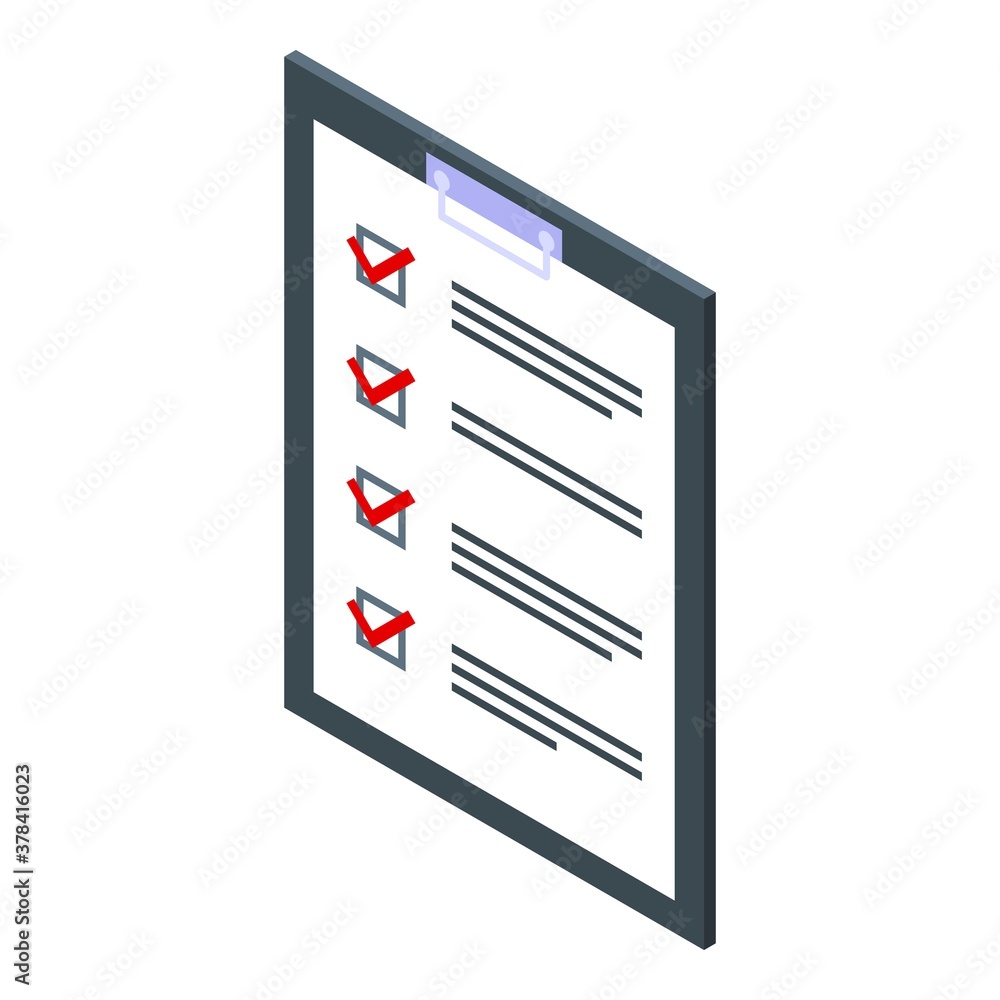 Poster quality assurance check list icon. isometric of quality assurance check list vector icon for web des