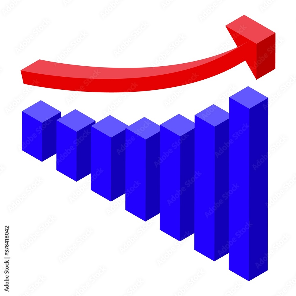 Poster quality assurance graph chart icon. isometric of quality assurance graph chart vector icon for web d
