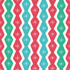 Christmas stripe pattern design with stars. Fun festive vector stripe seamless repeat background.