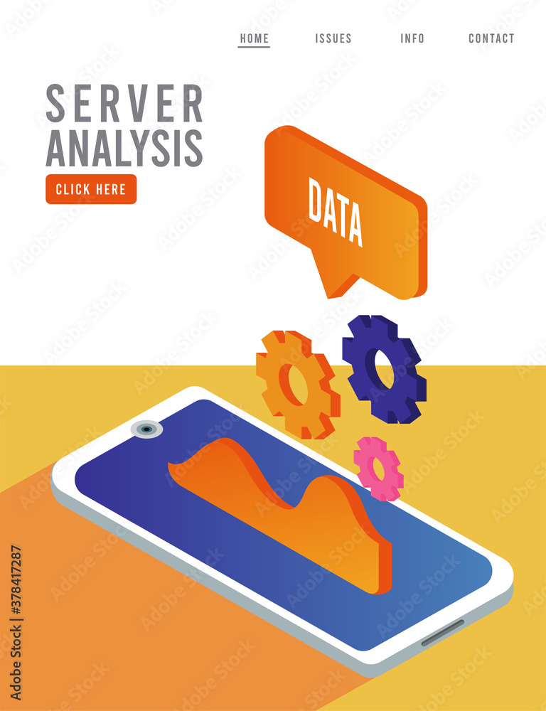 Poster data analysis technology with smartphone and speech bubble