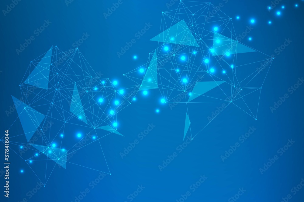 Poster geometric abstract background with connected line and dots. structure molecule and communication. sc