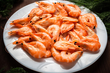 seafood shrimp on a plate close up