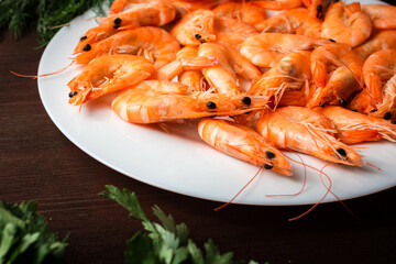 seafood shrimp on a plate close up