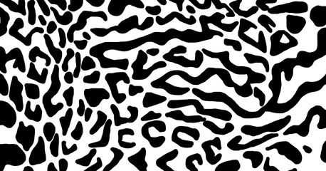 Abstract animal skin leopard pattern design. Jaguar, leopard, cheetah, panther fur. Black and white background.