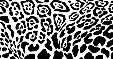 Abstract animal skin leopard pattern design. Jaguar, leopard, cheetah, panther fur. Black and white background.
