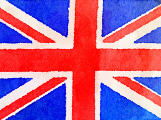 Fototapeta premium great britain flag watercolor. Grungy watercolor flag of the United Kingdom.