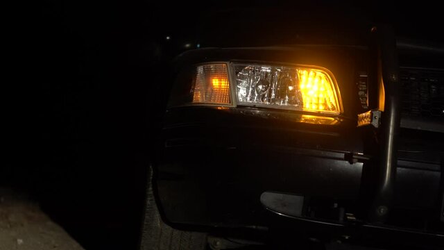 police car with flashing lights