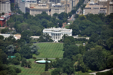 White House Aerial View from the top of Washington Monument, Washington, District of Columbia DC,...