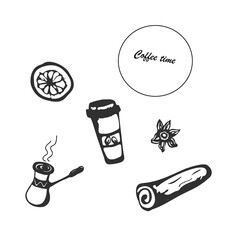 hand drawn illustration of coffee time