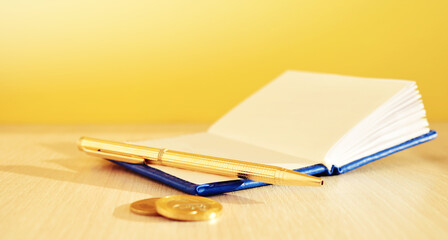 Calculator and pencil. Office equipment at workplace. Conceptual image of desk work, financial paperwork and business economy.
