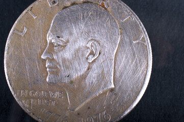 one dollar coin close up
