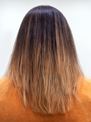 Gradient color on the hair. Colored staining of the hair