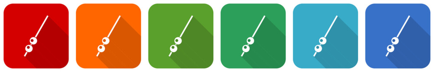 Fresh olive on stick vetor, food icon set, flat design vector illustration in 6 colors options for webdesign and mobile applications