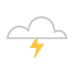 Nube y rayo. Ilustración vectorial aislada en fondo blanco