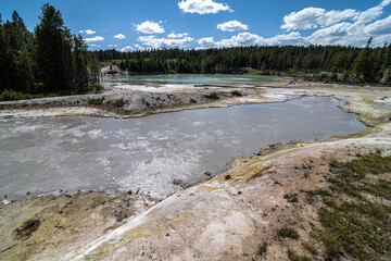 Black Dragon's Caldron and Sour Lake, Mud Volcano Area, Yellowstone National Park